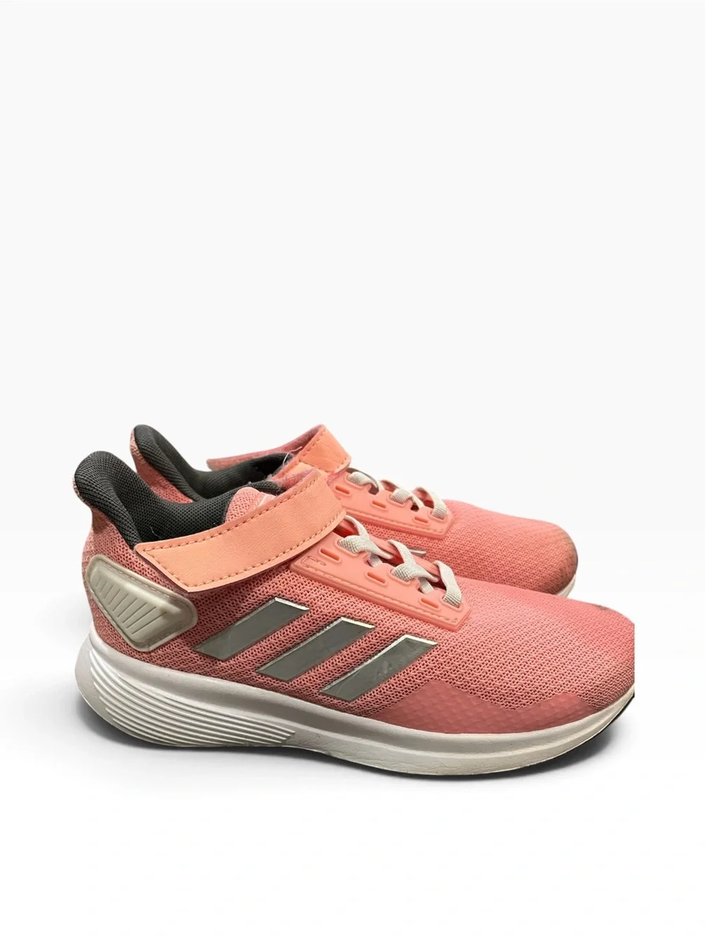 Adidas Girls Coral Pink Athletic Sneakers with Hook-and-Loop Strap Size 13 Kids